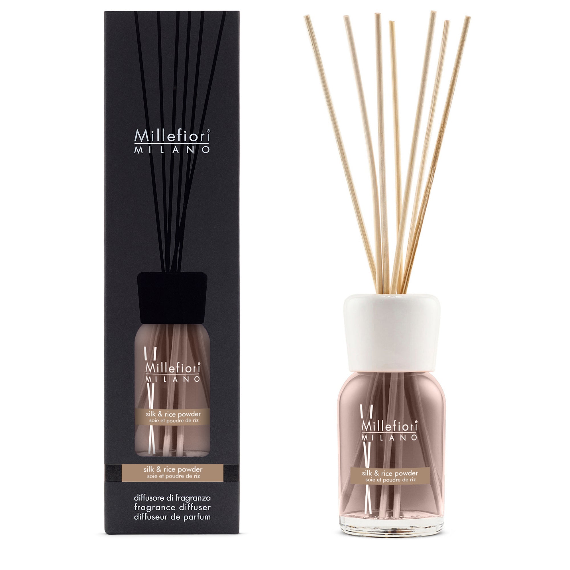 Millefiori Milano Reed Diffuser Silk & Rice Powder