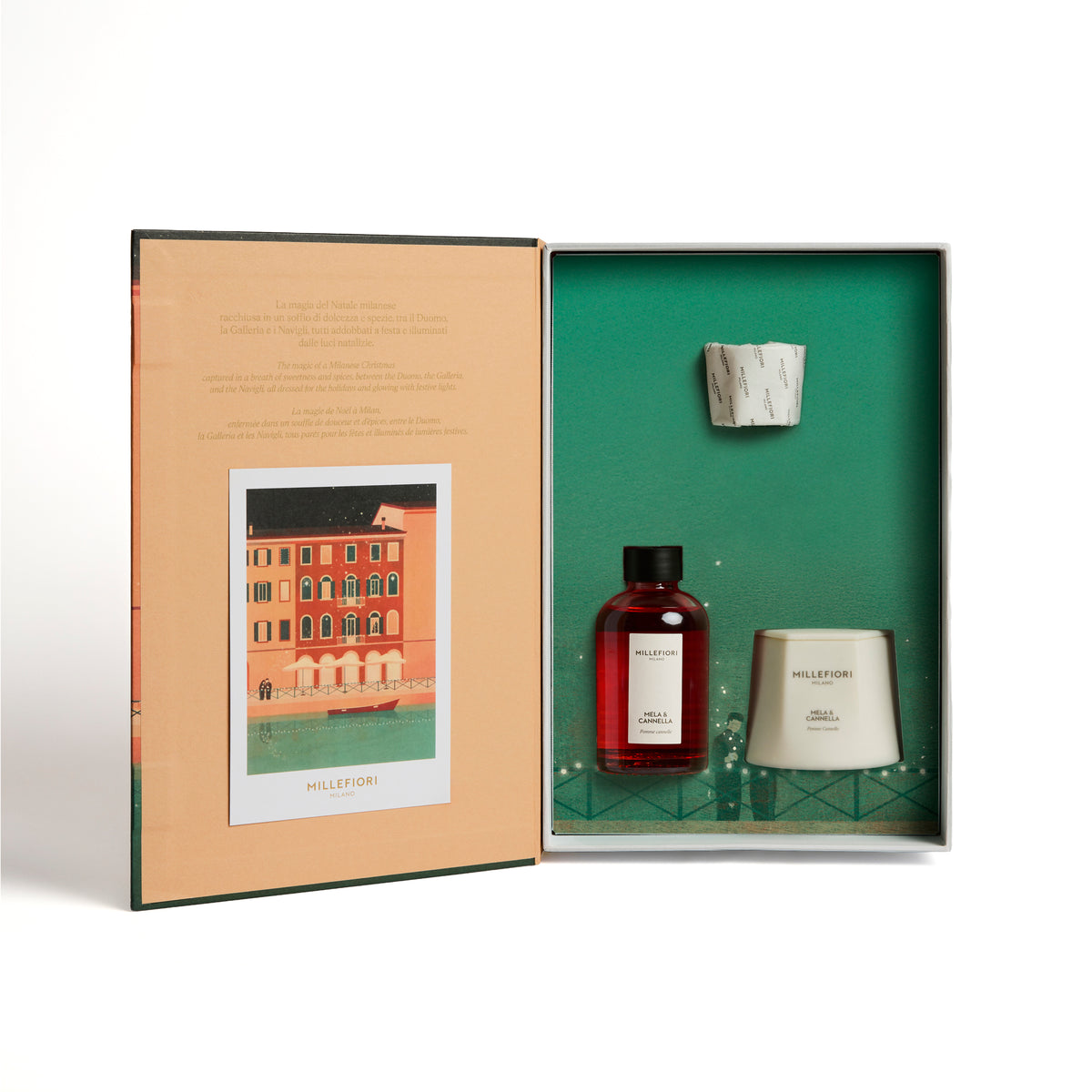 Confezione regalo Natale candela e diffusore 100 ml Mela & Cannella