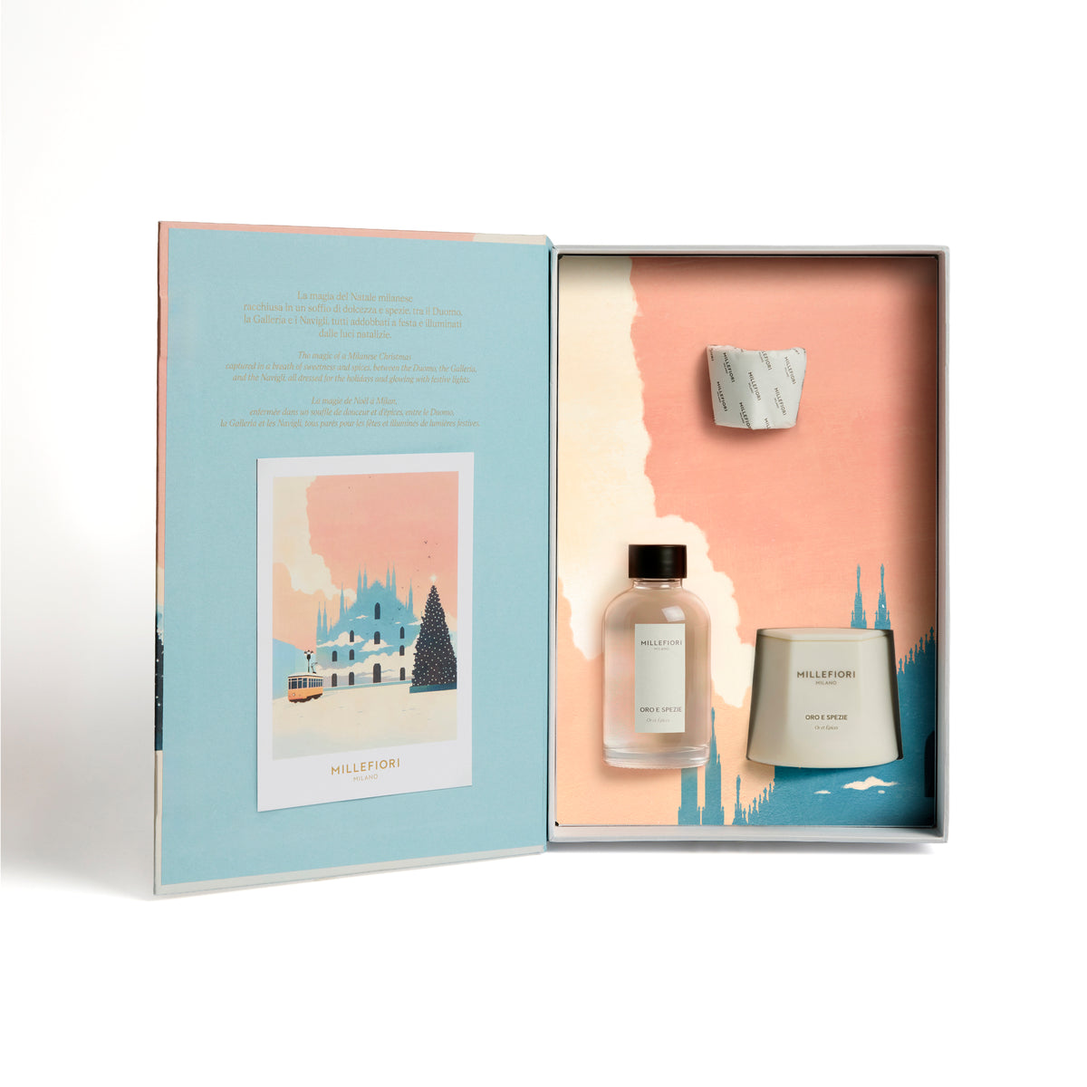 Confezione regalo Natale candela e diffusore 100 ml Oro e Spezie